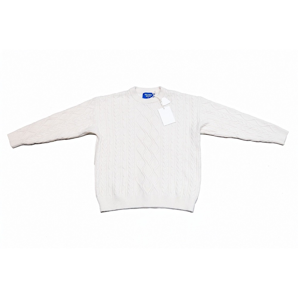 Elfric Eden White Cable Knit Sweater Pullover Men's Size M – Acrylic Blend – New